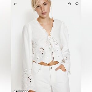 H&M divided white tie up blouse. Never been worn